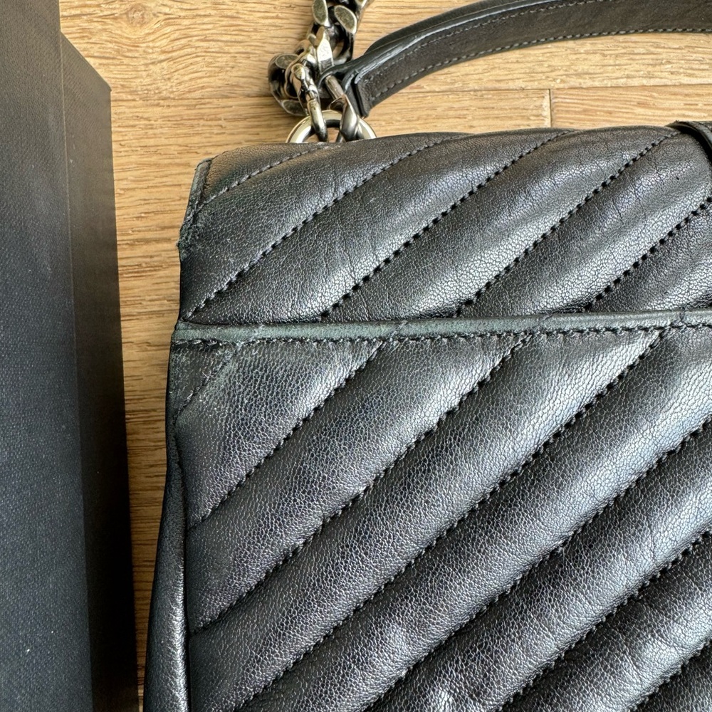 YSL Saint Laurent Medium College Tote Shoulder Bag Black - Picture 8 of 8